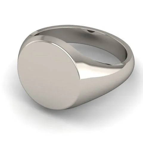 Round 13mm  -  18 Carat White Gold Signet Ring