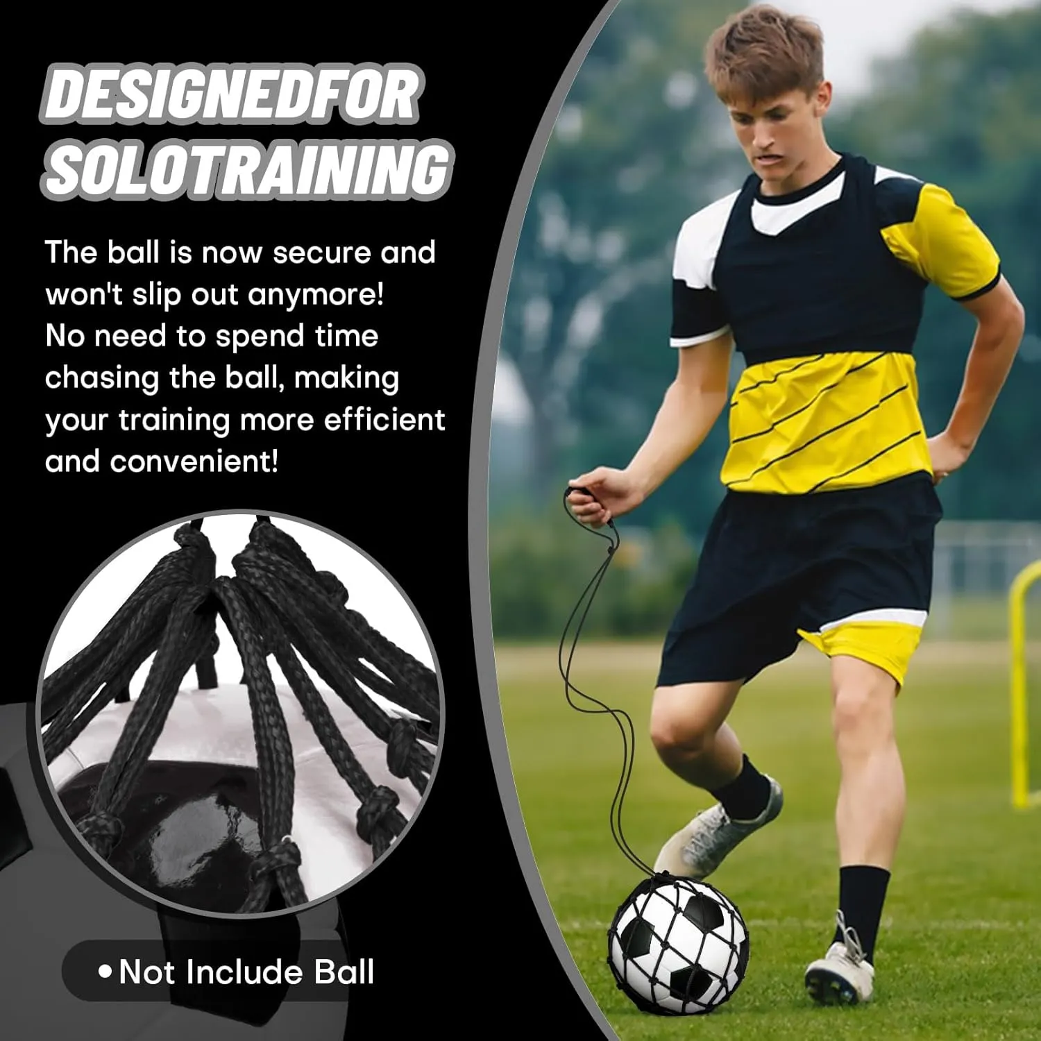 Soccer Kick Trainer 2 Psc with Return Net - Football Training Equipment for Boys & Girls - Practice Gear Compatible with Size 3 4 5 Balls