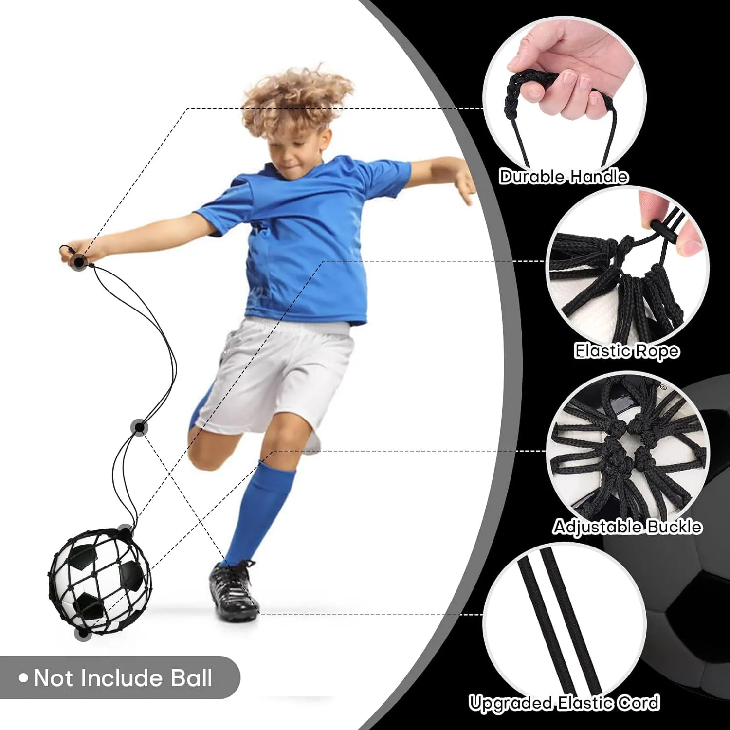 Soccer Kick Trainer 2 Psc with Return Net - Football Training Equipment for Boys & Girls - Practice Gear Compatible with Size 3 4 5 Balls