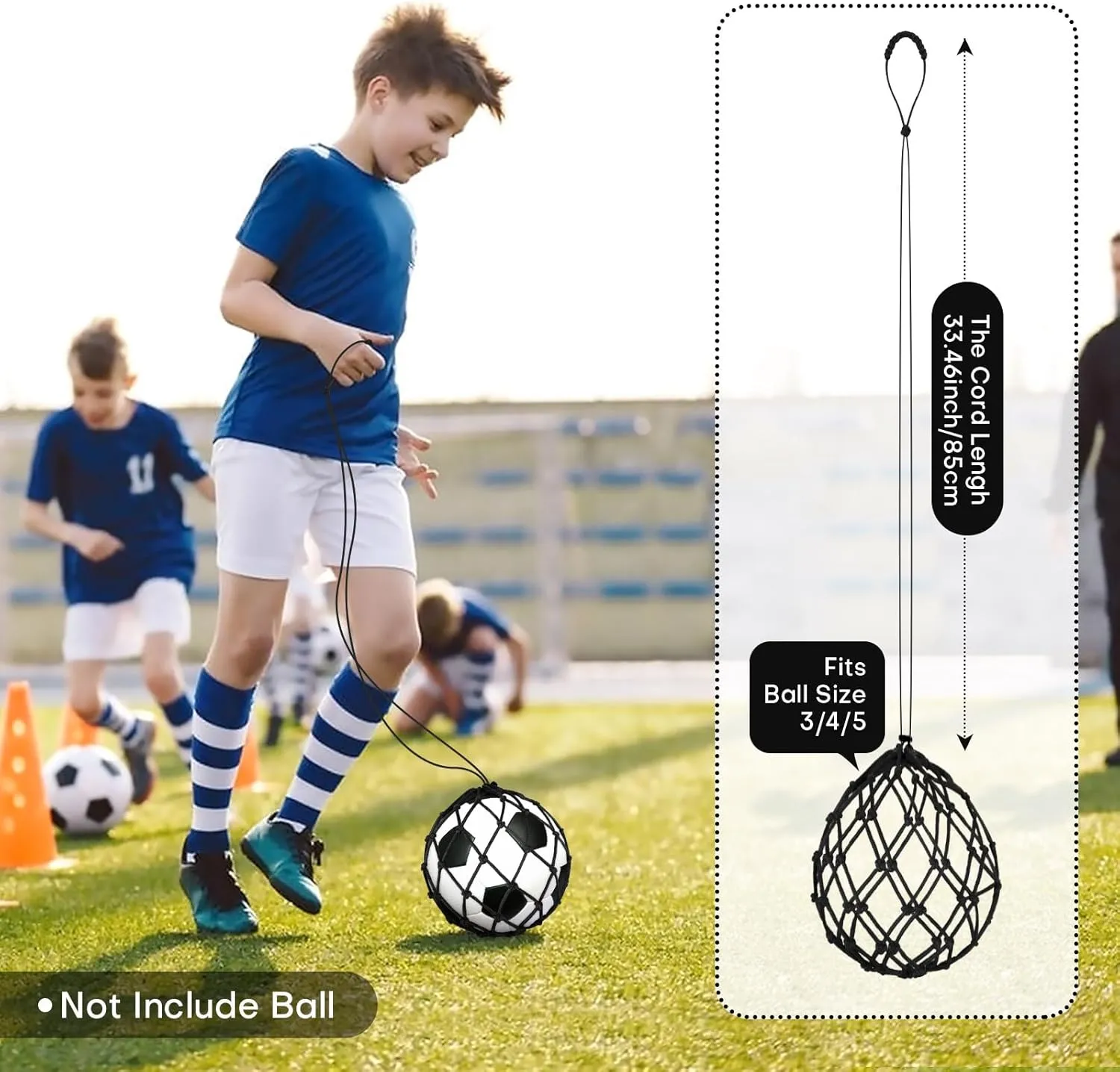 Soccer Kick Trainer 2 Psc with Return Net - Football Training Equipment for Boys & Girls - Practice Gear Compatible with Size 3 4 5 Balls