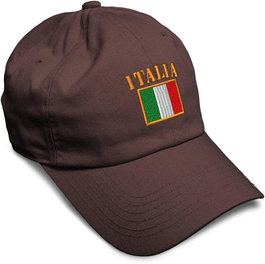 Speedy Pros Soft Baseball Cap Italia Flag Embroidery Flags World Cup Soccer Cotton Embroidered Dad Hats for Men & Women