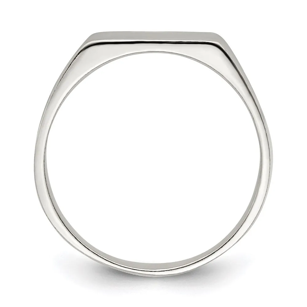 Sterling Silver 9X11MM Closed Back Signet Ring; Size 7