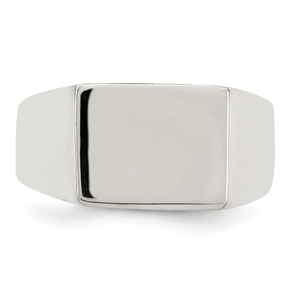 Sterling Silver 9X11MM Closed Back Signet Ring; Size 7