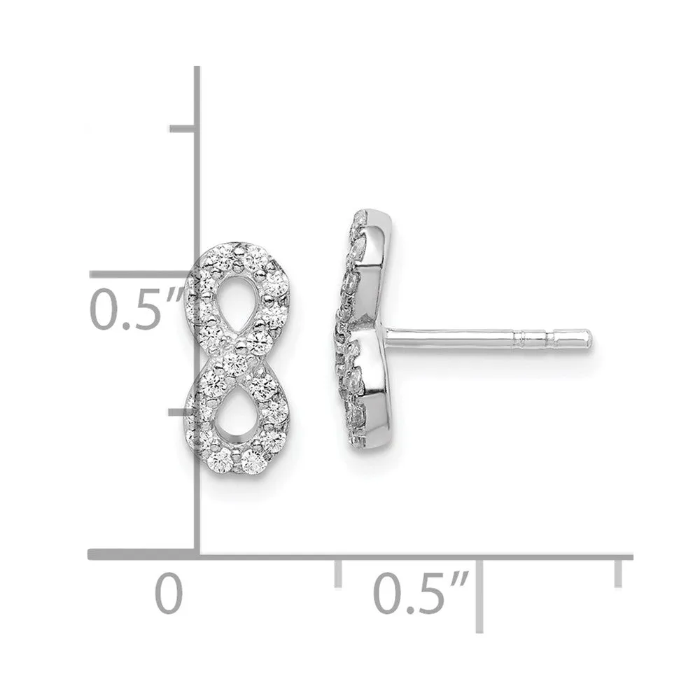 Sterling Silver Cubic Zirconia 5X11MM Stud Infinity Earrings