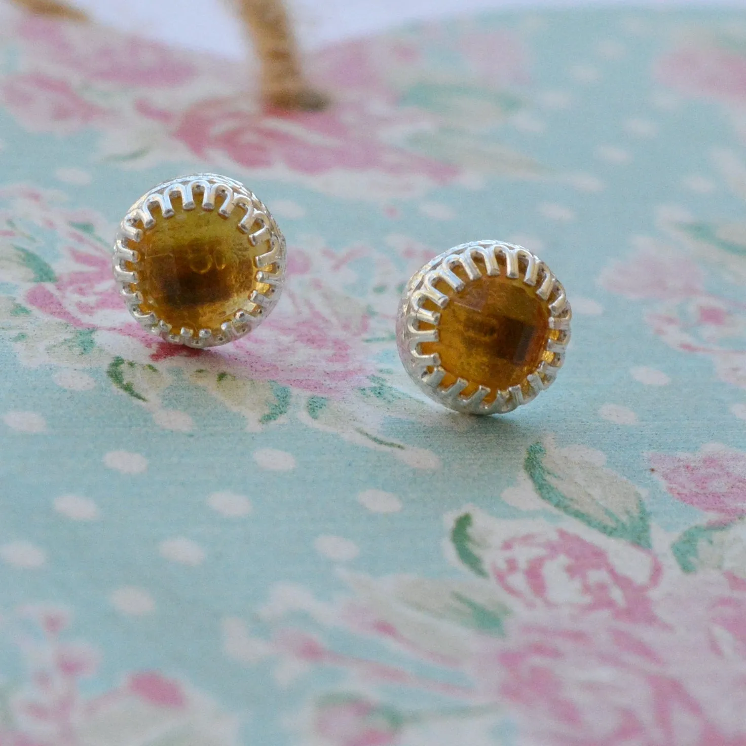 Sterling silver natural Citrine stud earrings