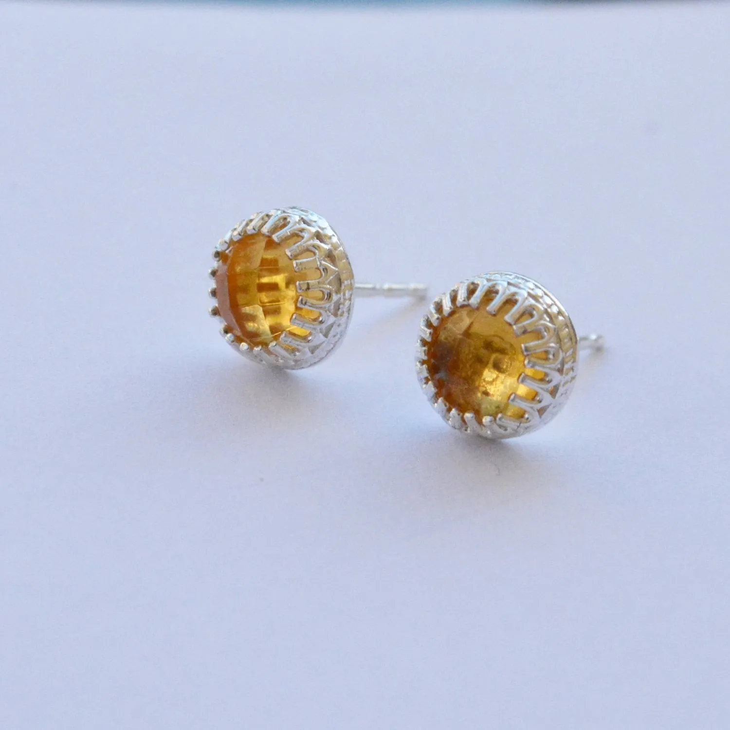 Sterling silver natural Citrine stud earrings