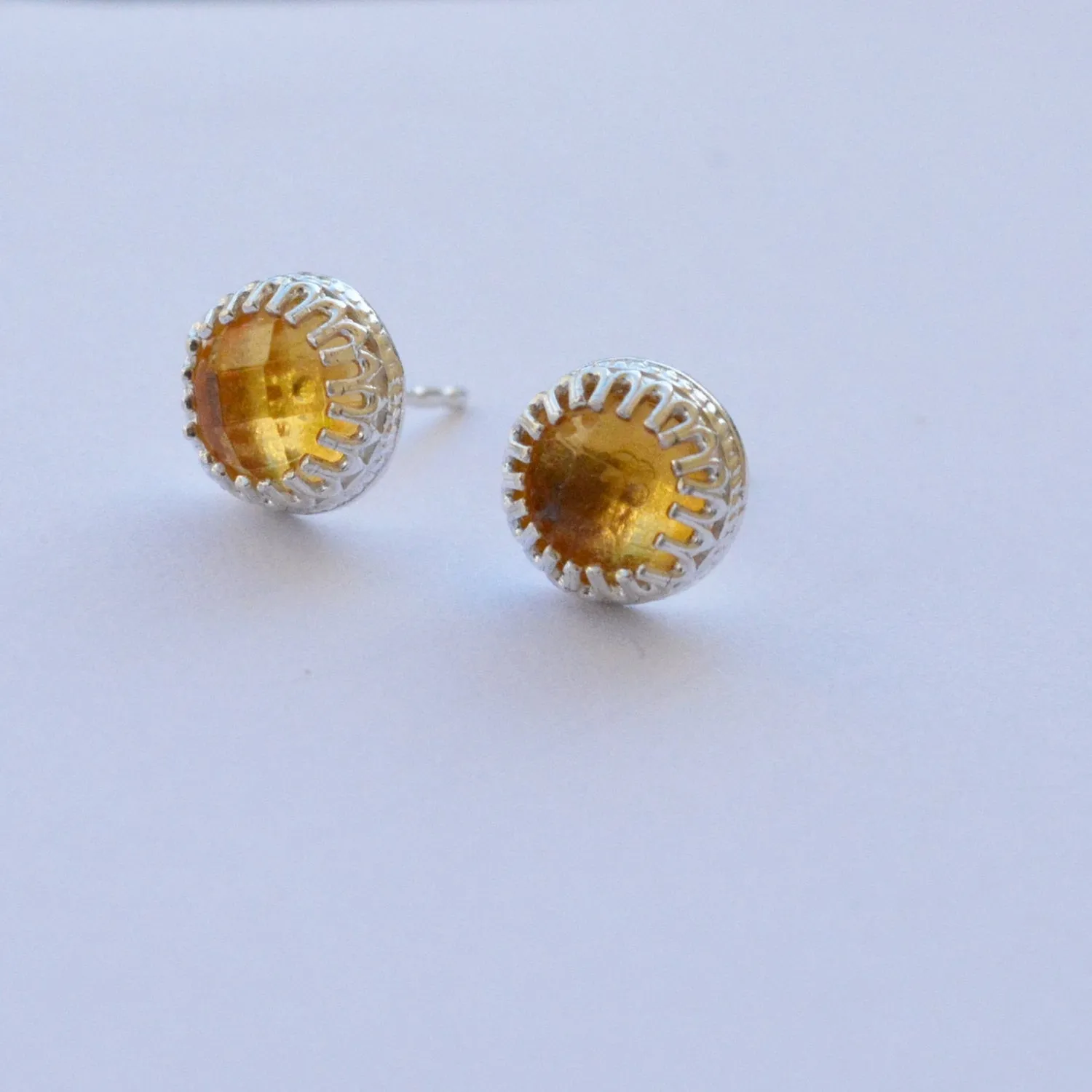 Sterling silver natural Citrine stud earrings