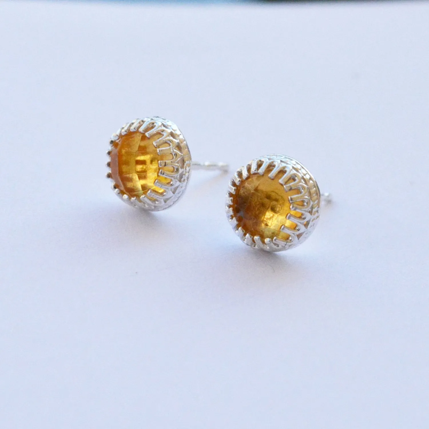 Sterling silver natural Citrine stud earrings