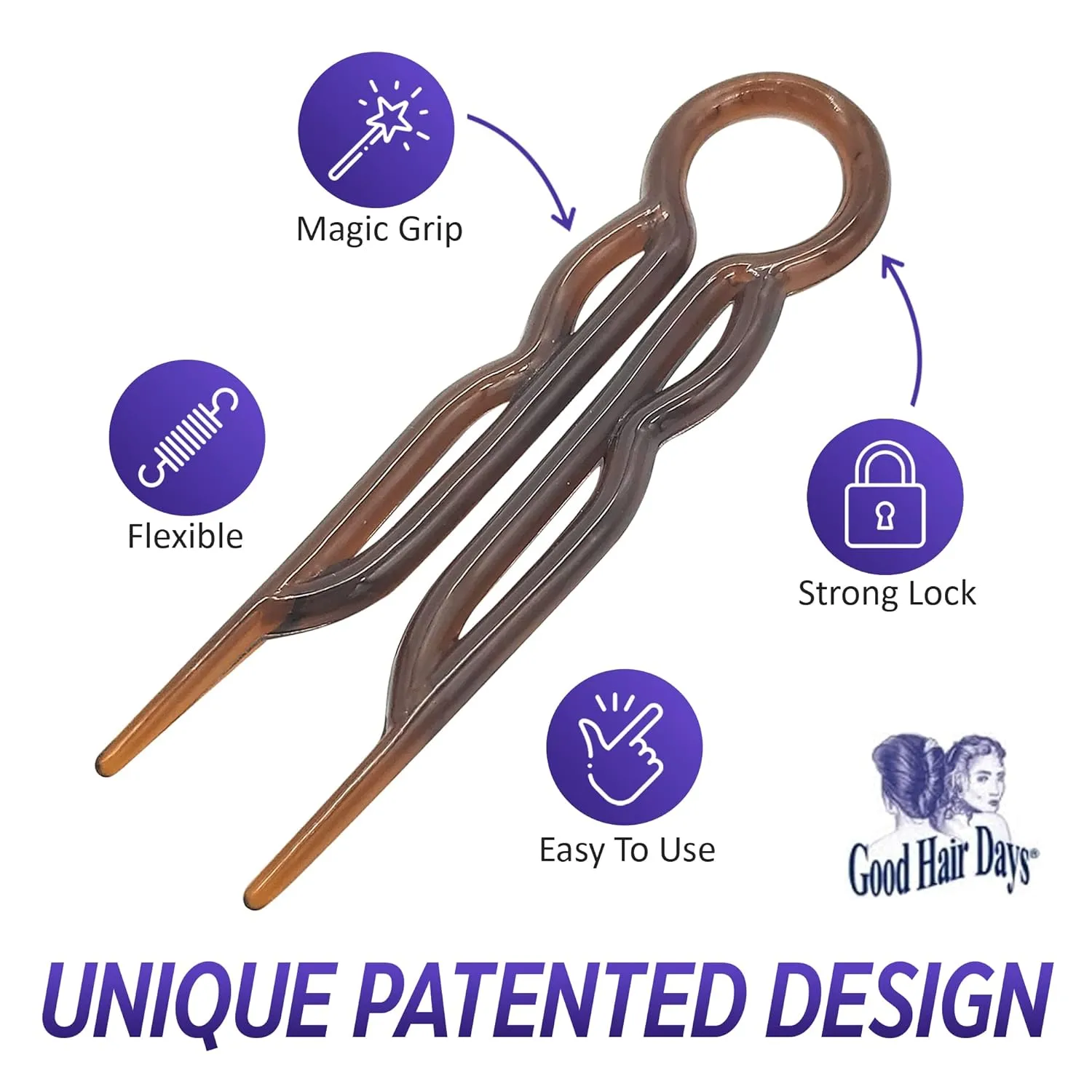 U-shaped Magic Grip Hairpins, Hair Pins & Sticks for Women, Daily Use and Special Occasions Strong Durable Pins For Fine, Thick & Long Hair, Hair Styling Accessories, Set of 20, Black