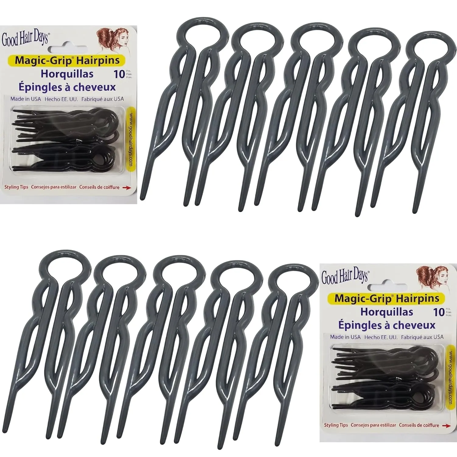 U-shaped Magic Grip Hairpins, Hair Pins & Sticks for Women, Daily Use and Special Occasions Strong Durable Pins For Fine, Thick & Long Hair, Hair Styling Accessories, Set of 20, Black