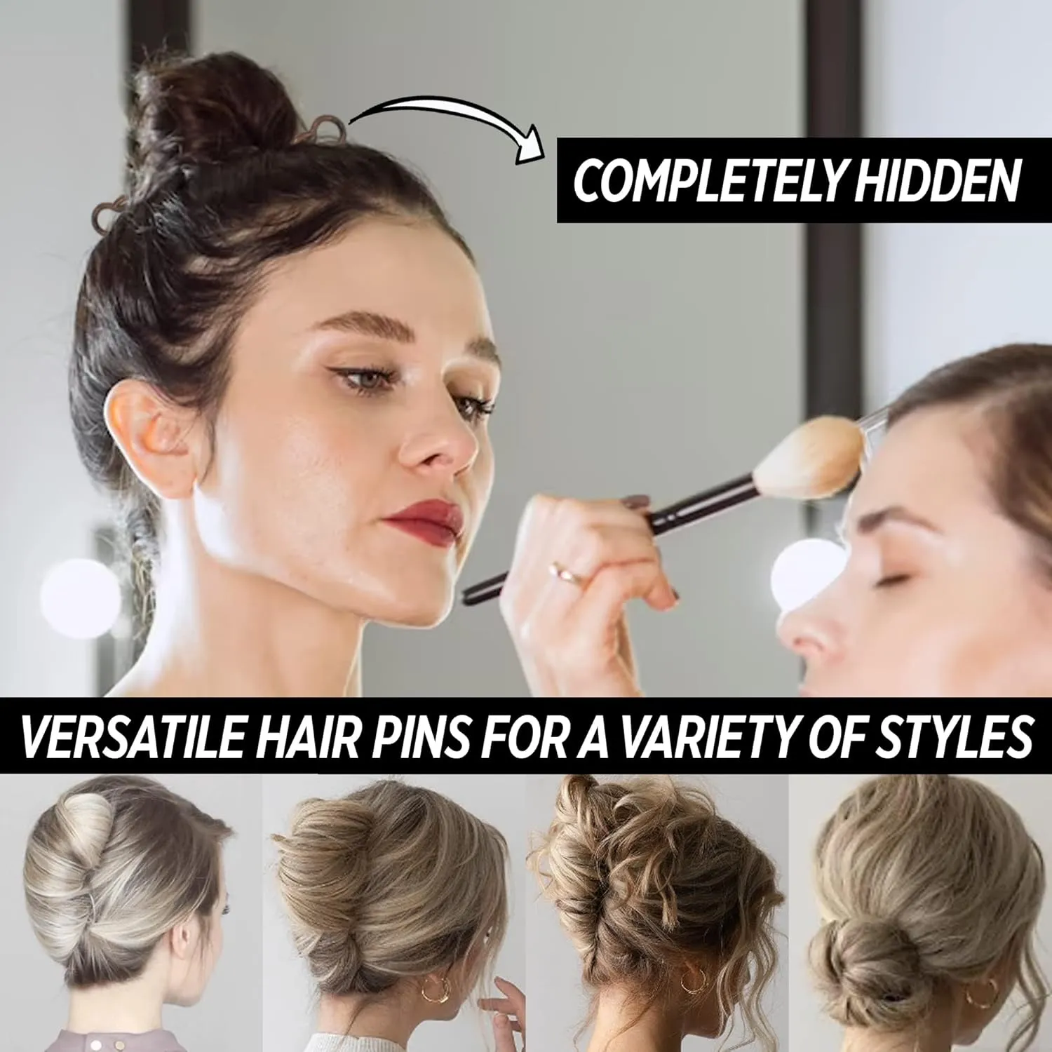 U-shaped Magic Grip Hairpins, Hair Pins & Sticks for Women, Daily Use and Special Occasions Strong Durable Pins For Fine, Thick & Long Hair, Hair Styling Accessories, Set of 20, Black