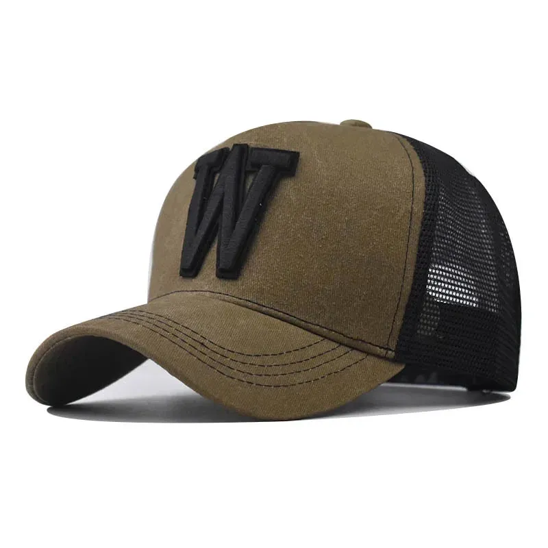 W Letter Cotton Trucker Cap