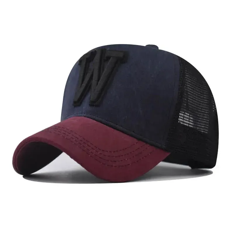 W Letter Cotton Trucker Cap