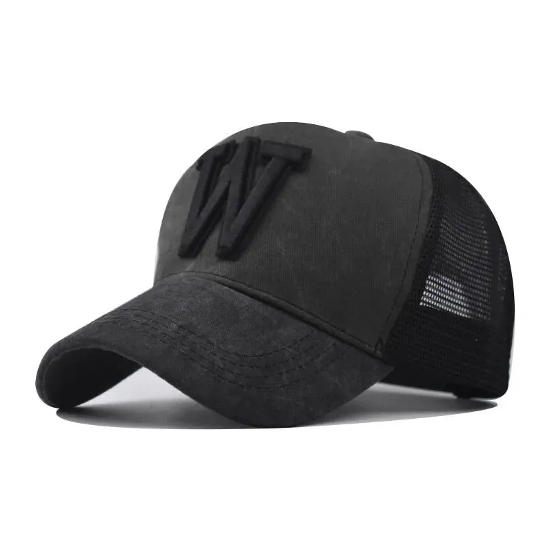 W Letter Cotton Trucker Cap
