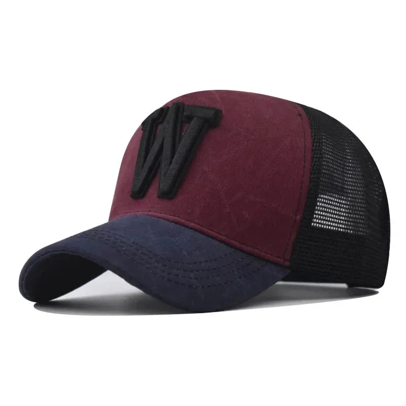 W Letter Cotton Trucker Cap