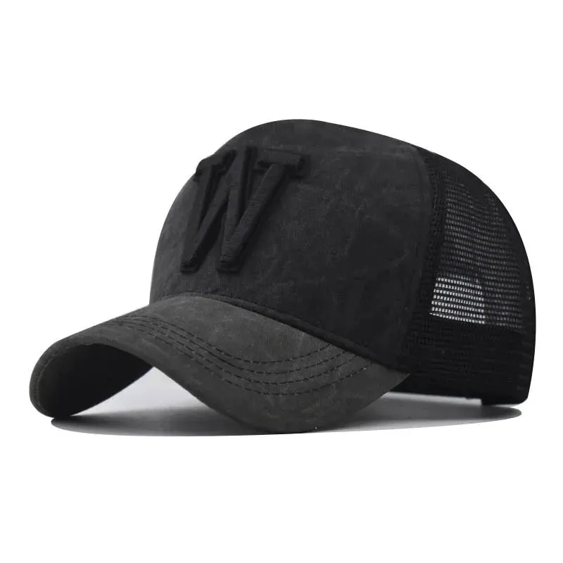 W Letter Cotton Trucker Cap