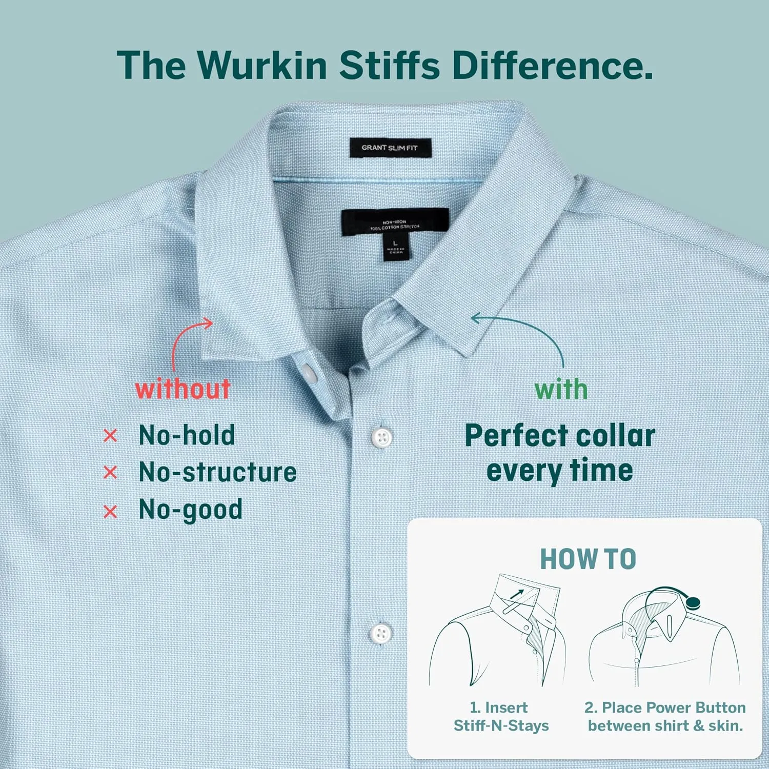 Wrkin Stiffs Plastic Magnetic Collar Stays As Seen on Shark Tank | Stiff-N-Stays Collar Inserts