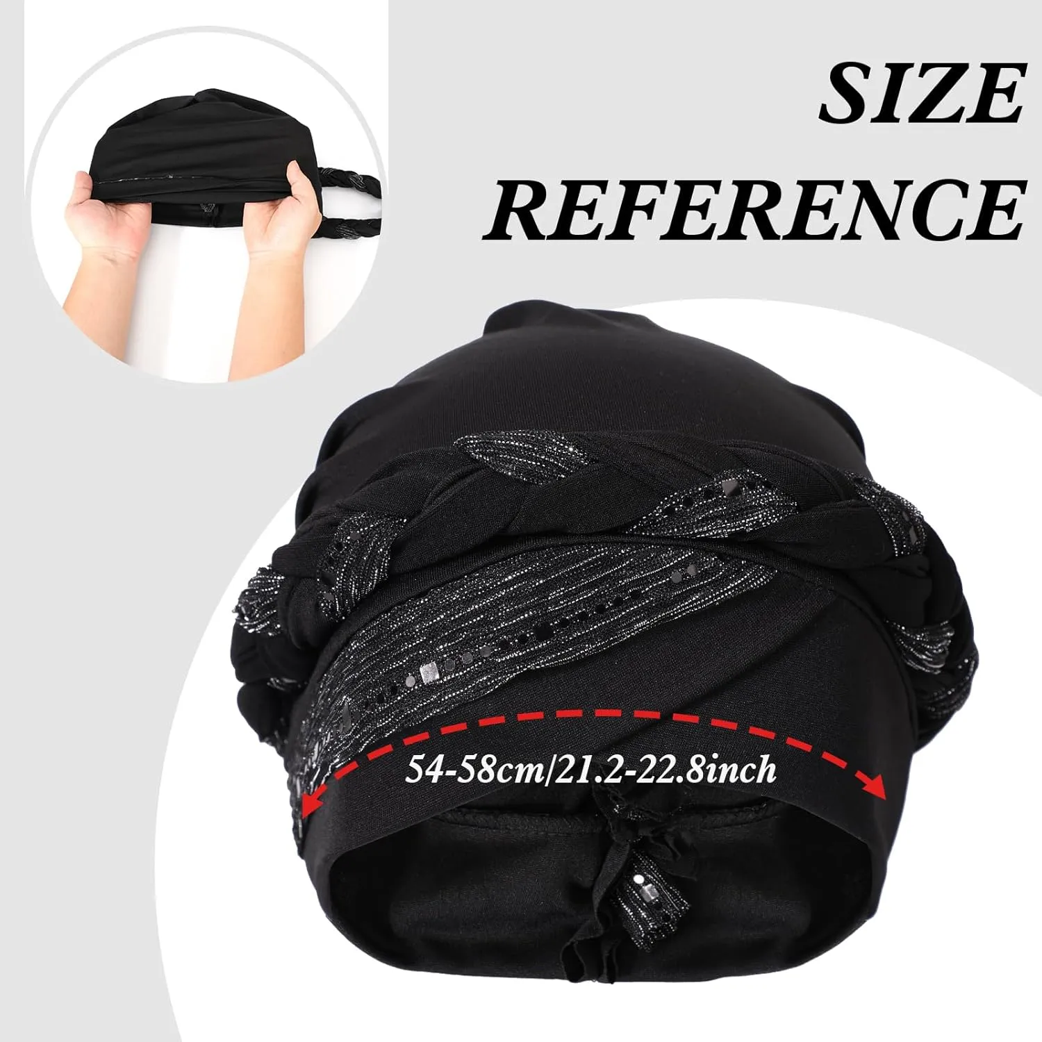 XEPST 2 Pieces Turbans for Women, Pre-tied Twisted Hat Braid Hair Covers, African Head Wraps for Black Women
