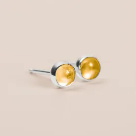 Yellow Citrine Gemstone Stud Earrings